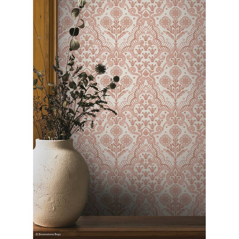 NuWallpaper Brownstone Boys Brownstone Blooms Clay Peel and Stick Wallpaper - N/A