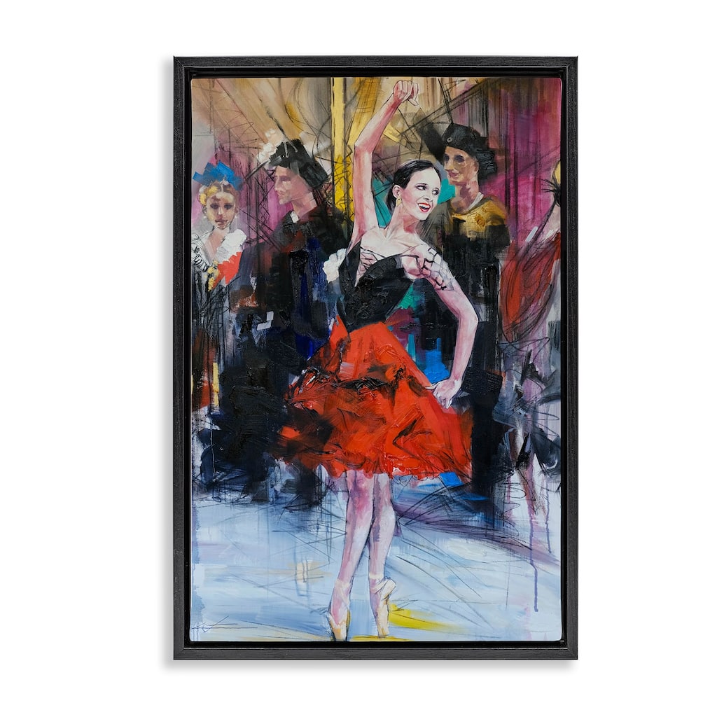 Stupell Abstract Ballerina Bold Collage Framed Floater Canvas Wall Art Design By Lucille Lee