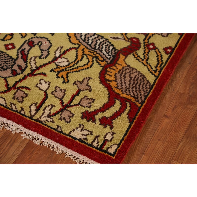 Animals Design Ziegler Indian Runner Rug Hand-Knotted Wool Carpet - 2'6" x 7'11"