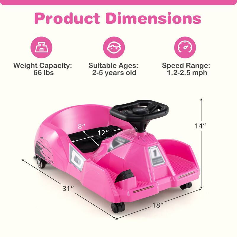 Kids 12V Ride on Car with Remote Control, Anti-Rollover Wheels Horn and USB Connectivity - 31" × 18" × 14" (L × W × H)