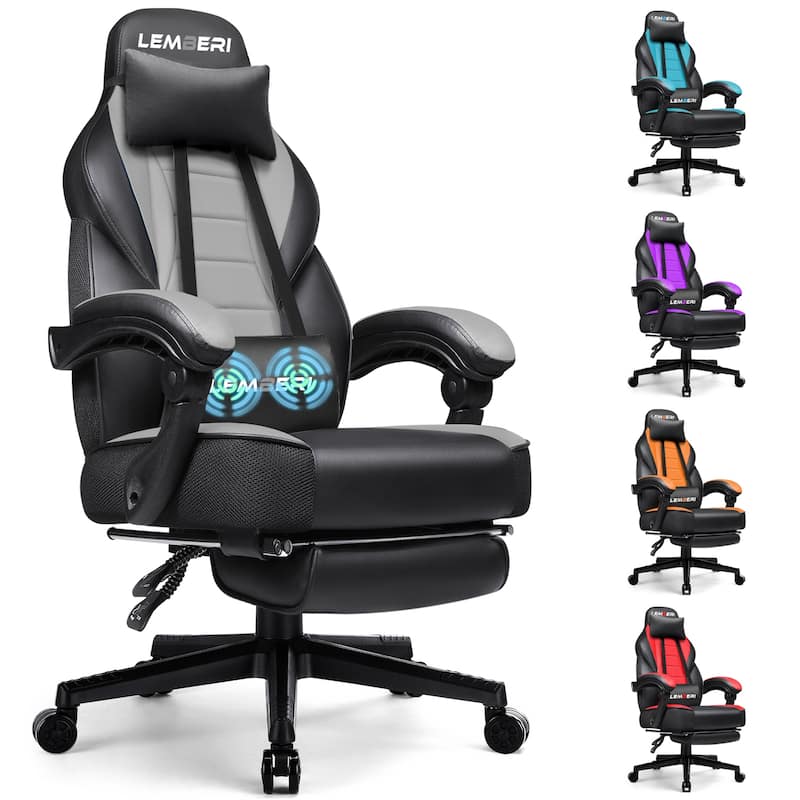 BOSSIN Racing Style Gaming Chair,400 lbs Big and Tall gamer chair High Back Computer Chair - Grey