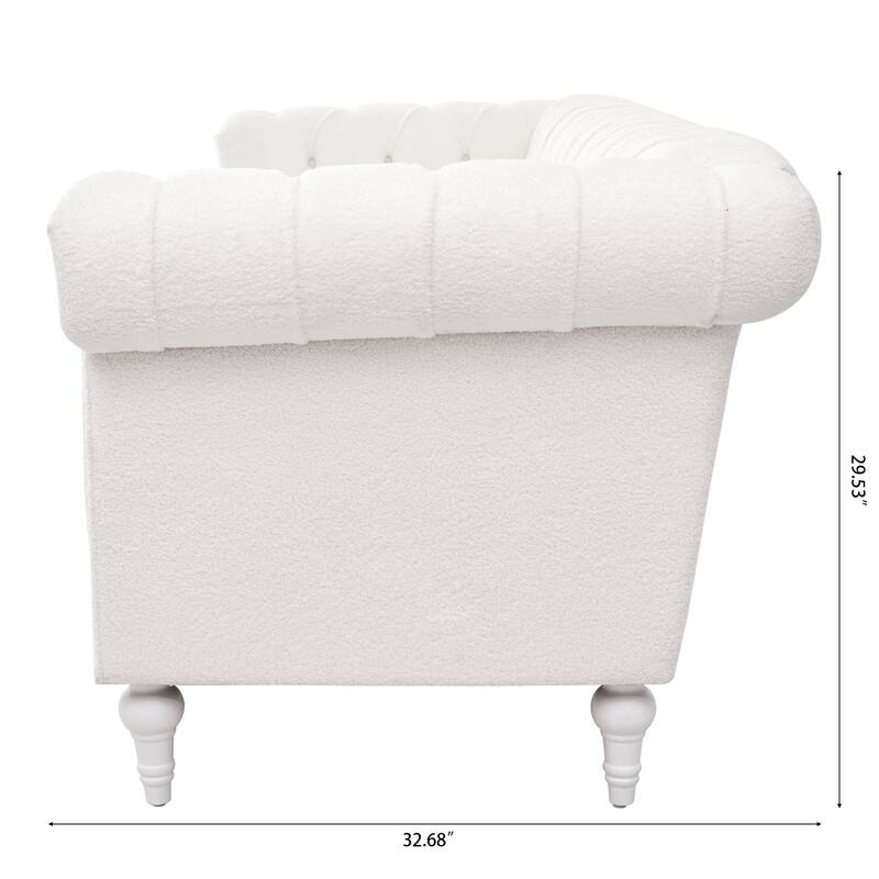 Modern Teddy Velvet Sofa with Birch Legs and Quilted Backrest, 660 lbs Capacity