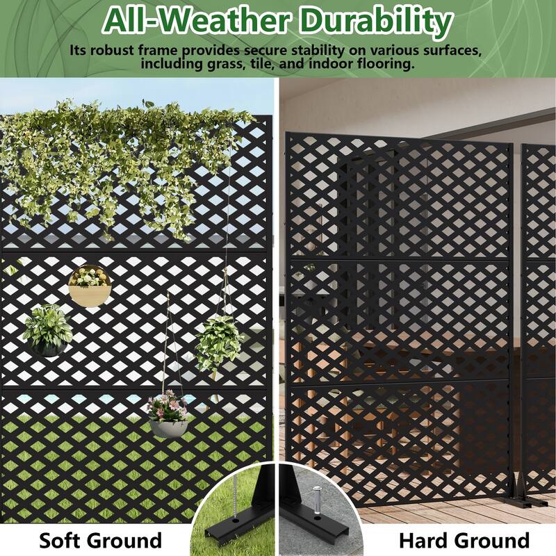 Outdoor Rectangle Privacy Screens Metal Screen Fence Panel Set of 2