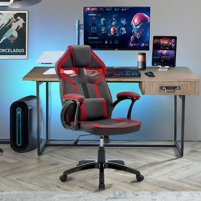 Aspect Adjustable Gaming Chair in Faux Leather with Mesh and Lumbar Support Pillow