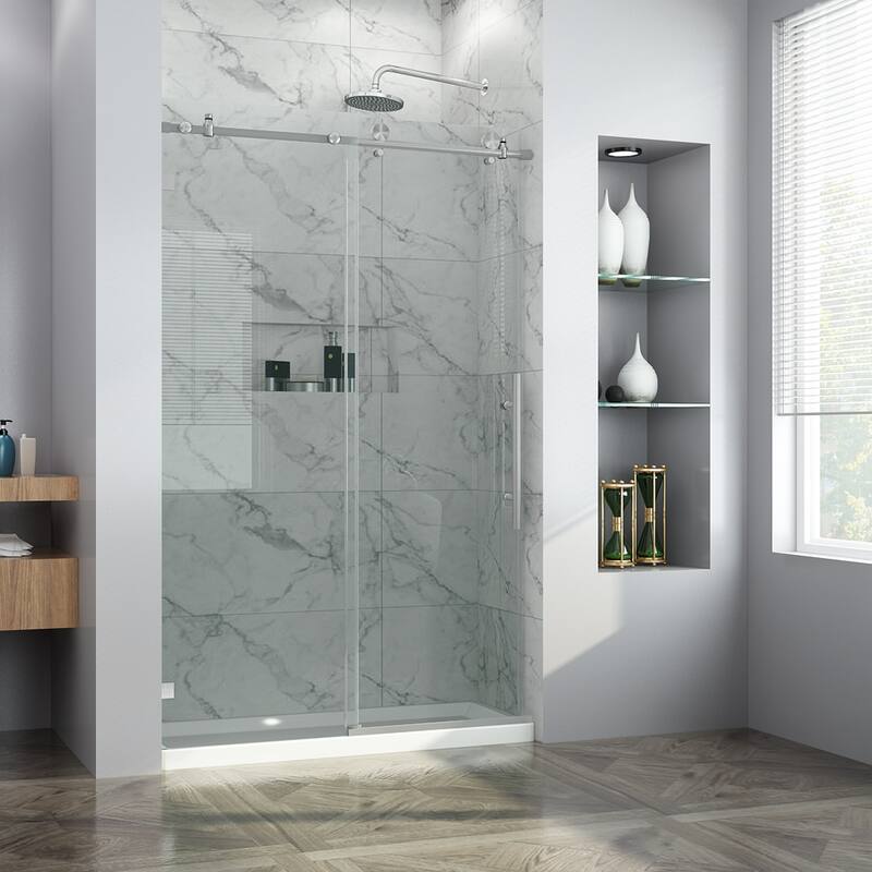 ELEGANT Frameless Sliding Shower Door 60" W x 76" H in Chrome