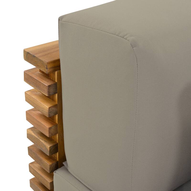 Christopher Knight Home - Outdoor 2-Piece Wood Conversation Set with Cushions and Side Table