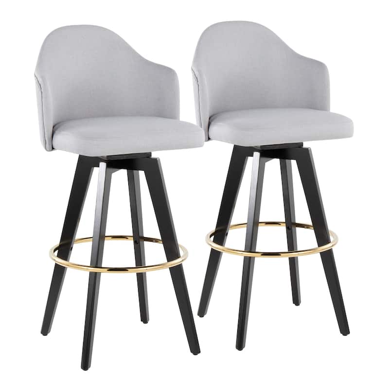 Ahoy Upholstered 30" Fixed-Height Barstool - Set of 2 - Grey