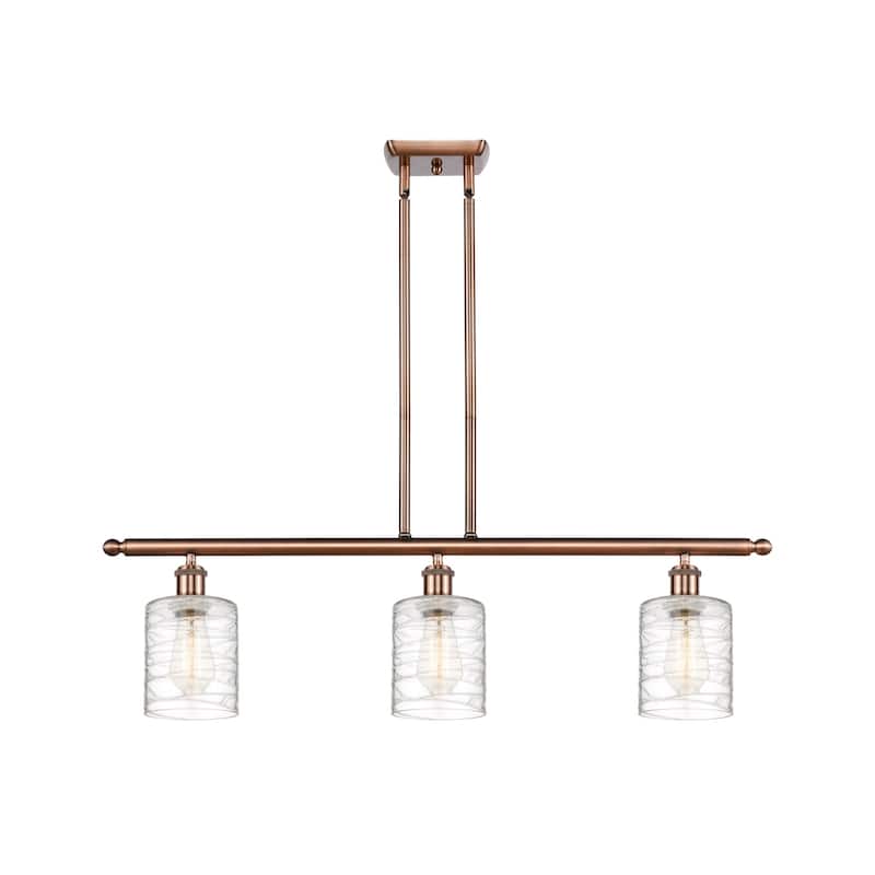 Innovations Lighting 516-3I-10-36 Cobbleskill Linear Cobbleskill 3 - Antique Copper / Deco Swirl