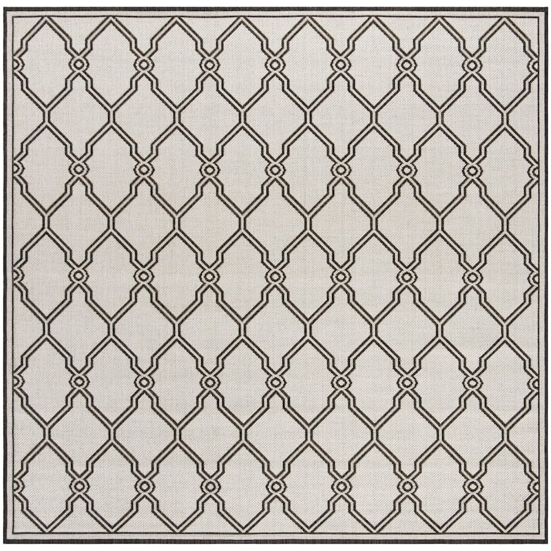 SAFAVIEH Linden Jeri Indoor/ Outdoor Waterproof Patio Backyard Rug - 6'7" Square - Light Grey/Charcoal