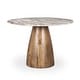 preview thumbnail 1 of 7, Allyson Round Medium Brown w/ Pink Marble Pedestal Dining Table - 42.0L x 42.0W x 30.0H 42.0L x 42.0W x 30.0H