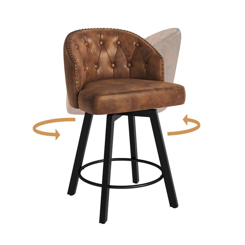 26" Swivel Counter Height Swivel Bar Stools Set of 3 Upholstered Counter Stools - 26" H