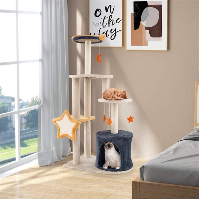 Cat Tree With Sisal Grab Post And Board - 24” x 16” x 50” (L x W x H)