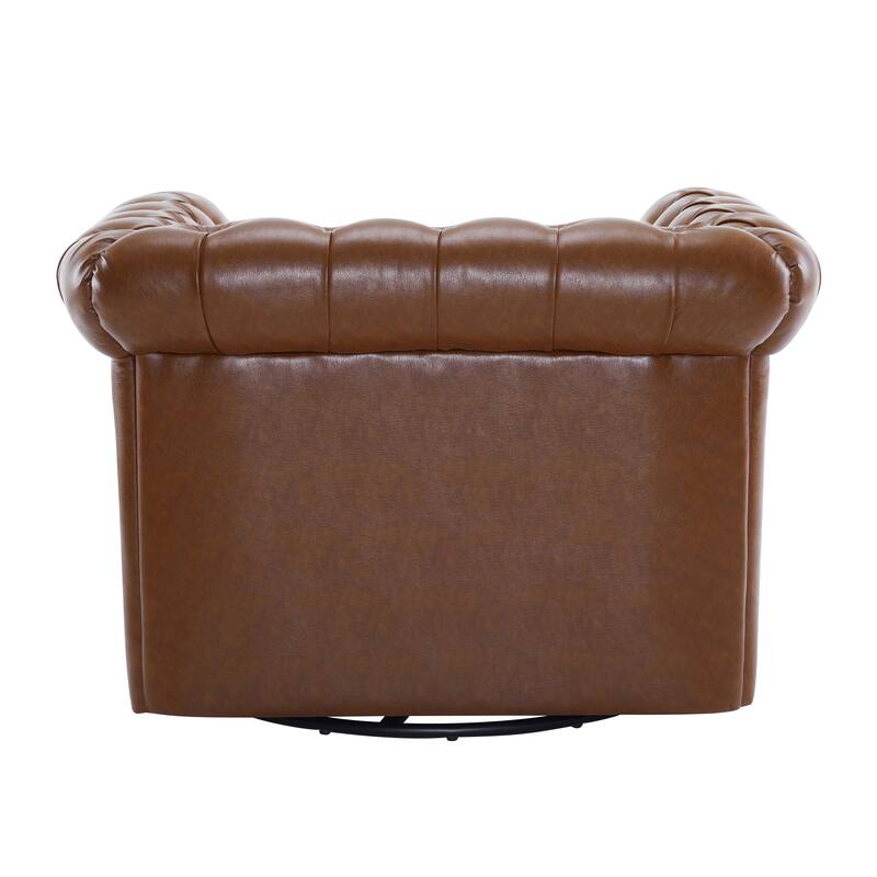 Roomfitters Chesterfield Swivel Club Chair, Tufted Accent Armchair for Living Room