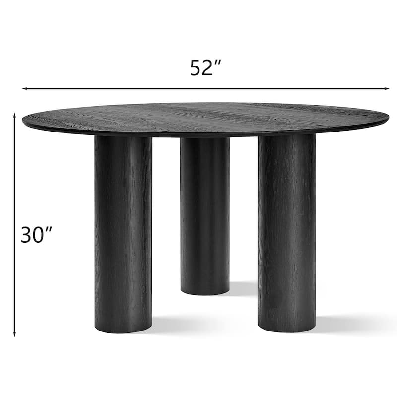 3 Legged 52" Solid Oak Round Dining Table