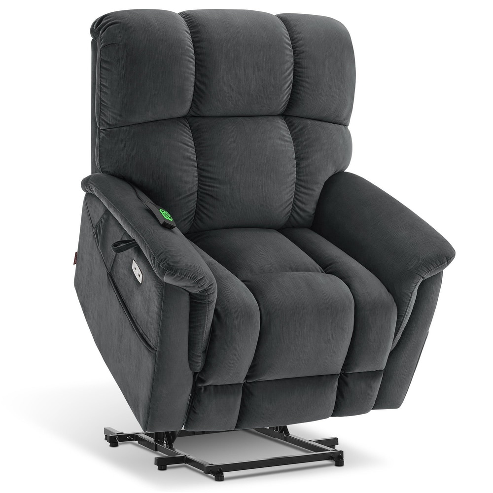 MCombo Dual Motor Power Lift Recliner Chair with Massage and Dual Heating, Infinite Position, Fabric R7166 (Oversize)