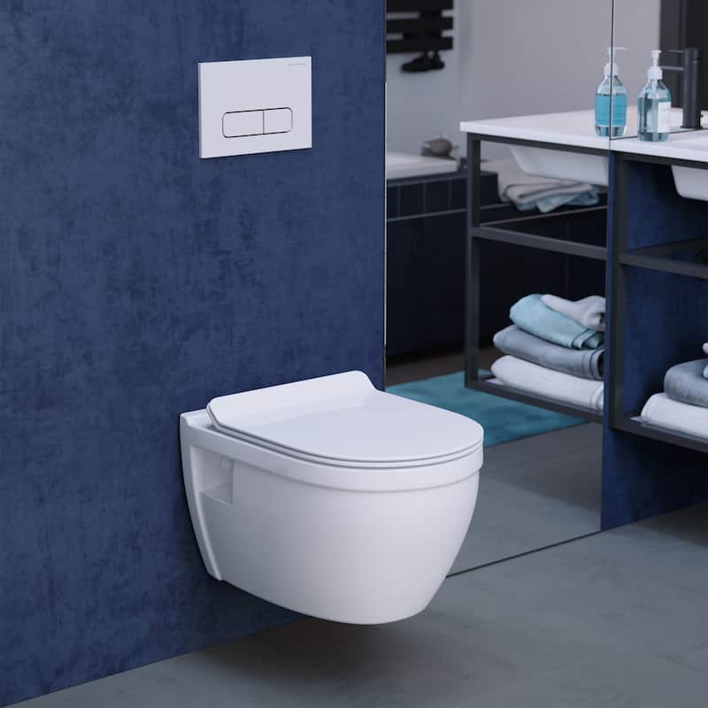 Ivy Wall Hung Elongated Toilet Bowl 0.8/1.28 GPF Dual Flush - White