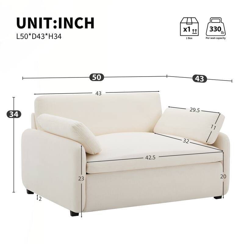 Oversized Chenille Single Sofa Chair,Wide and Deep Seat Accent Chair,Modern Upholstered Comfy Armchair