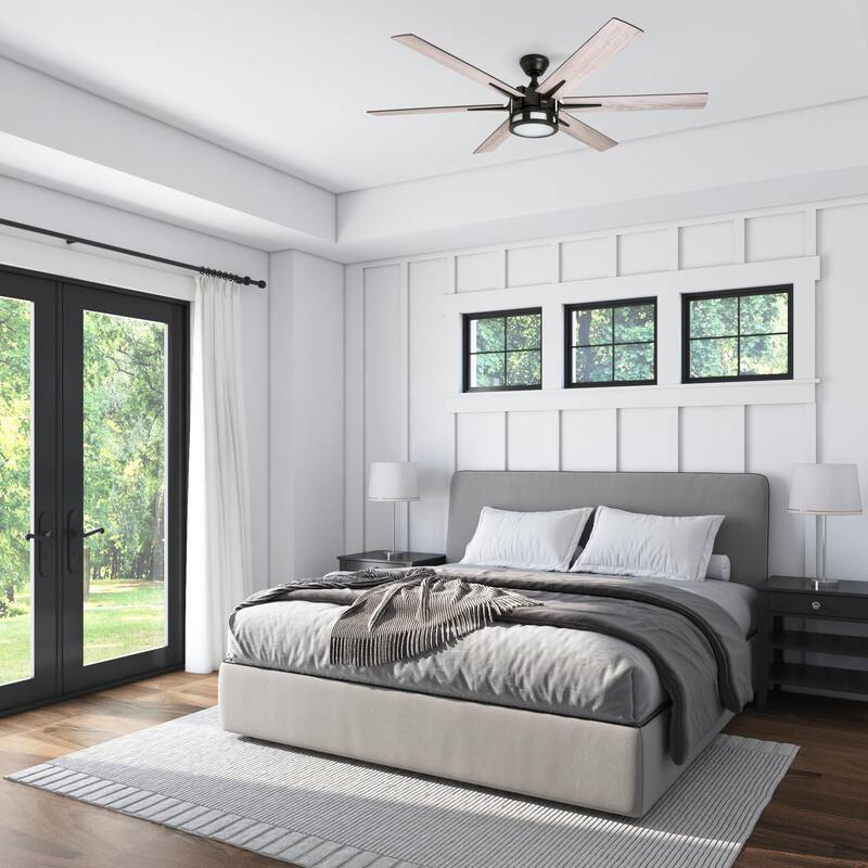 56" Honeywell Kaliza Expresso Bronze Modern LED Ceiling Fan with Light & Remote - 56-inch