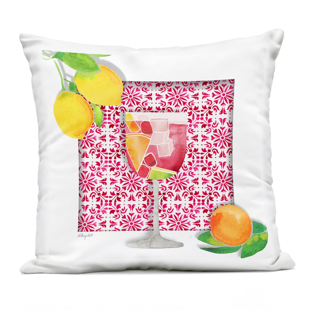 Stupell Mediterranean Pattern Sangria Printed Outdoor Throw Pillow Design by Hillary Holt