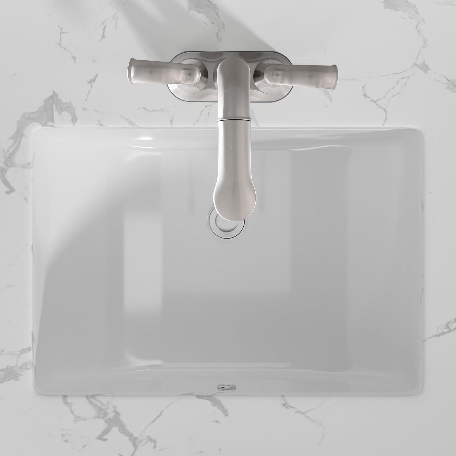 Bathroom Sink Rectangle Deep Bowl Pure White Porcelain Ceramic