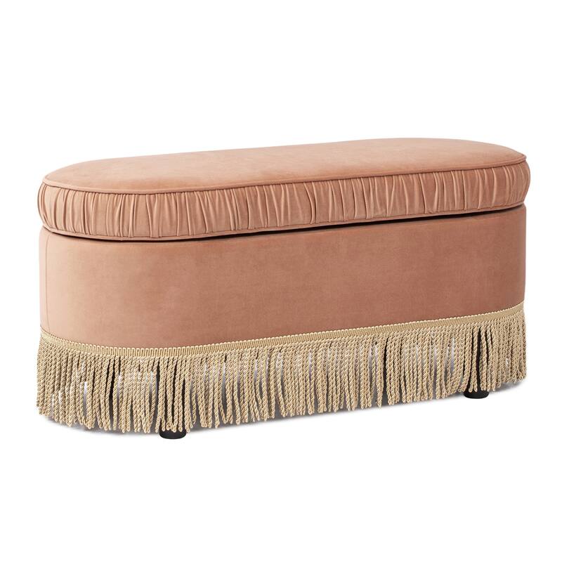 Serena 38" Ruched Oval Storage Bench Ottoman