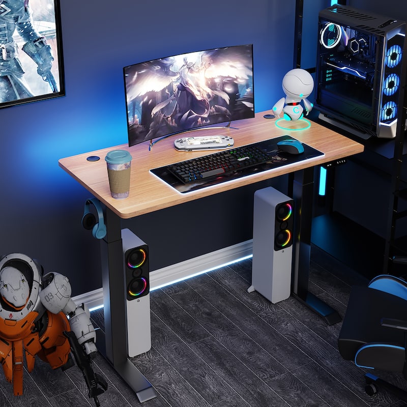 Futzca Height Adjustable Electric Standing Desk Sit Stand Computer Stand up Desk with Splice Board(Black)