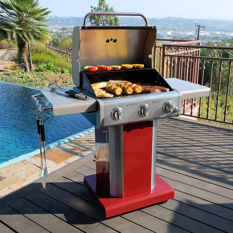 Kenmore 3-Burner Propane Gas Grill with Foldable Side Shelves