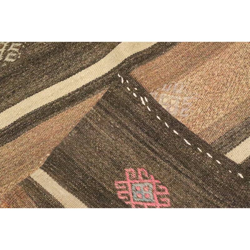 Hand Woven Oriental 100% Wool Carpet Southwestern Tribal Brown Kilim Area Rug - 10' 7'' X 5' 9''