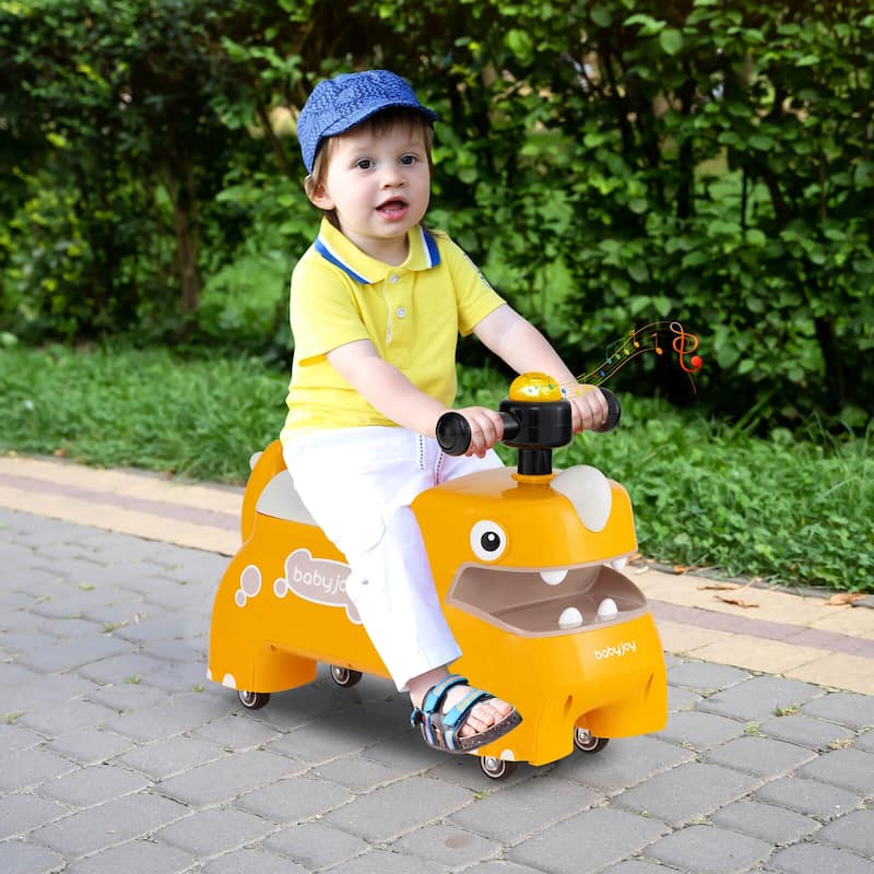 Babyjoy Ride on Toy Baby Dinosaur Sliding Car with4 Universal Casters - See Details