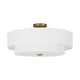 preview thumbnail 6 of 57, French Country Brass Round White Linen Drum Ceiling Light