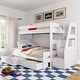 preview thumbnail 9 of 14, Max and Lily Modern Farmhouse Twin Over Full Bunk Bed With Staircase and Storage Drawers White Wash