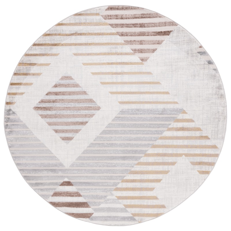 SAFAVIEH Palma Hellen Modern Abstract Rug - 6'7" Round - Beige/Brown