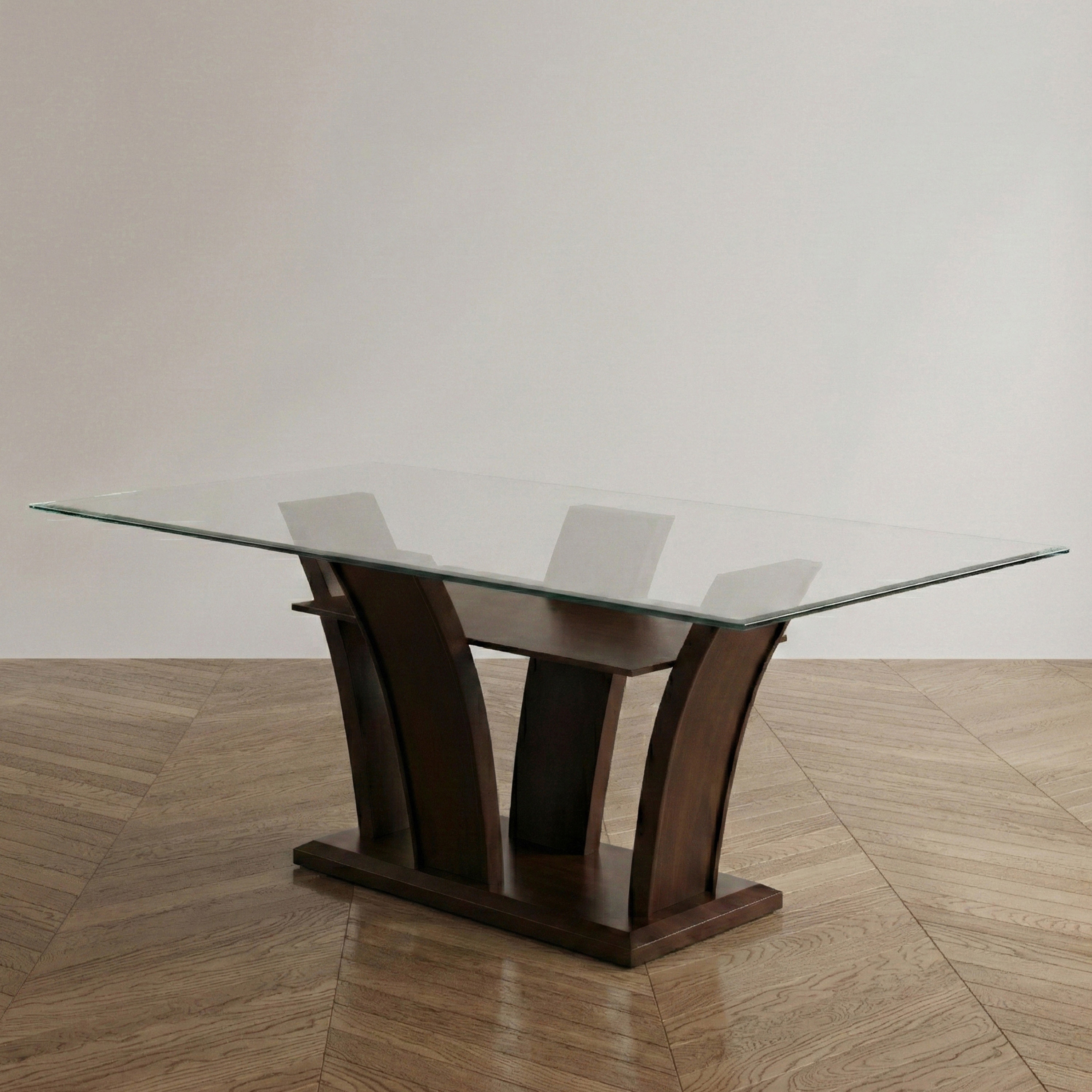 Furniture of America Bind Contemporary Cherry 72-inch Glass Top Dining Table