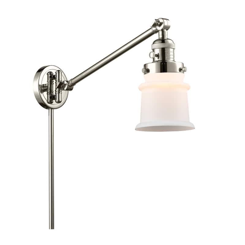 Innovations Lighting Small Canton Single Light 25" Tall Bathroom - Polished Nickel / Matte White