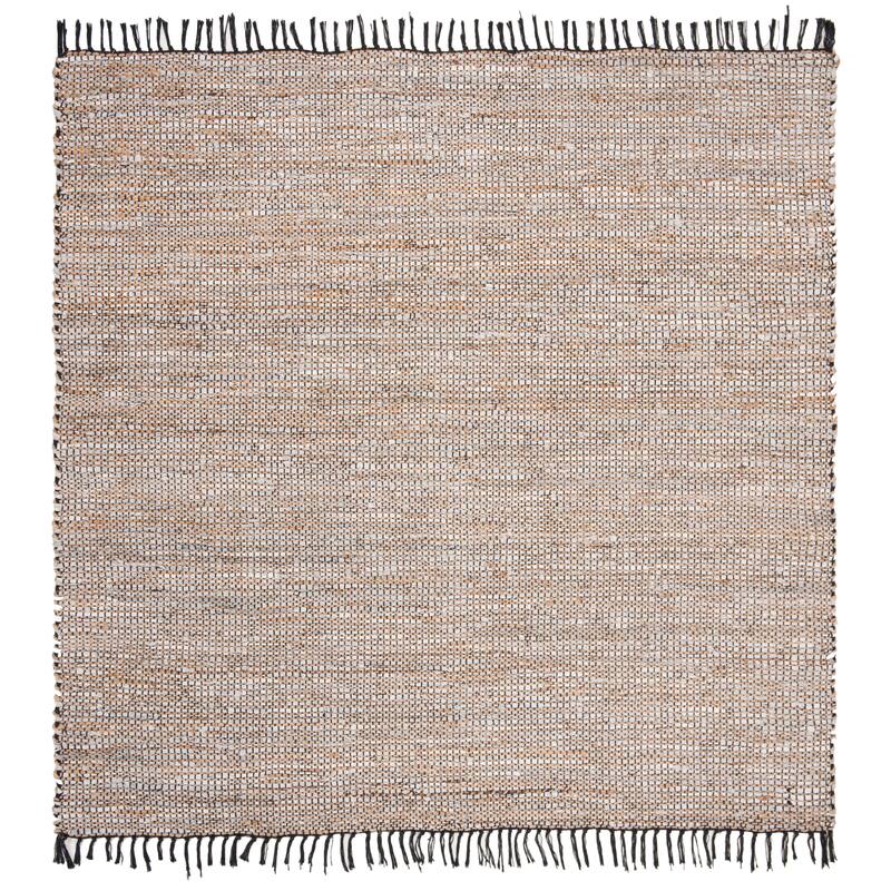 SAFAVIEH Handmade Anjela Leather Boho Stripe Area Rug - 6' Square - Silver