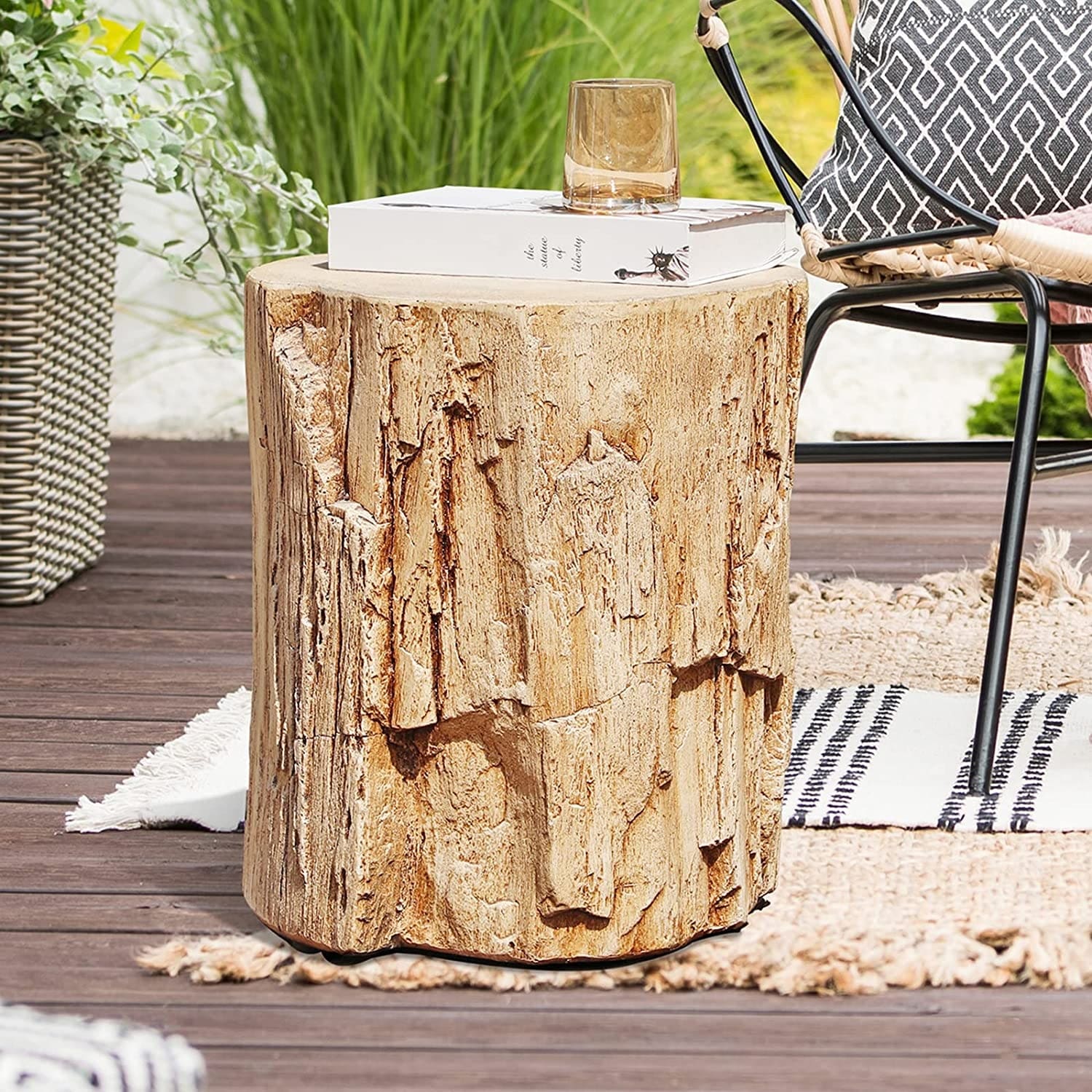 Tree stump garden stool hotsell