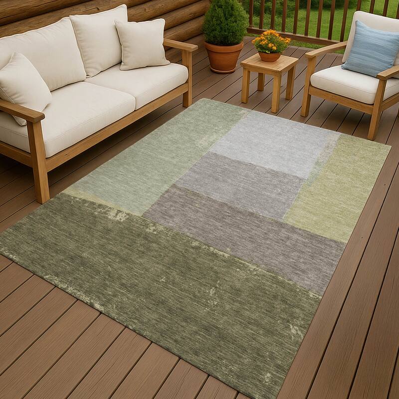 Machine Washable Indoor/ Outdoor Abstract Kraig Chantille Rug