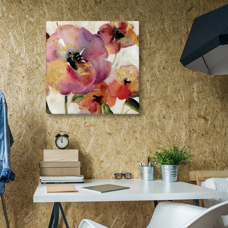 Gold Poppy Punch I Square by Carol Robinson Canvas Art Print