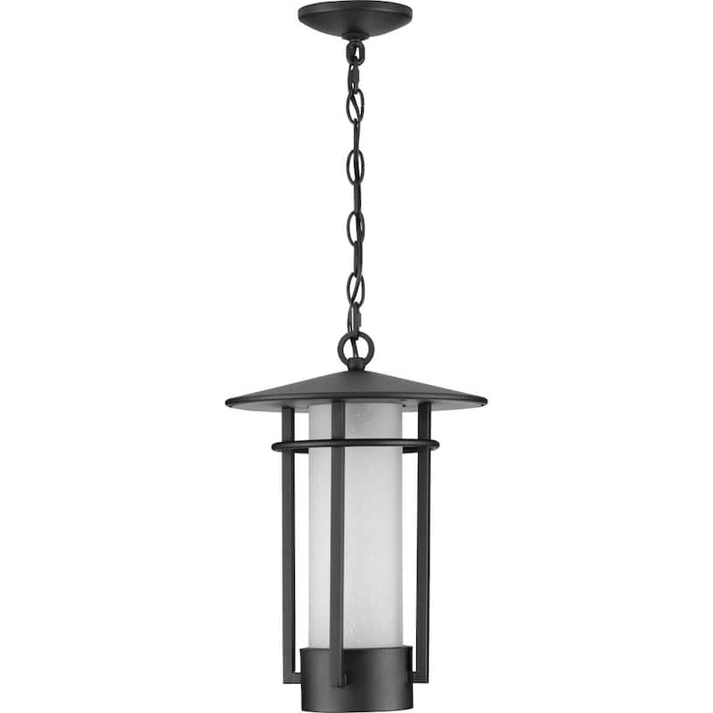 Exton Collection 1Light Textured Black Etched Seeded Glass Modern