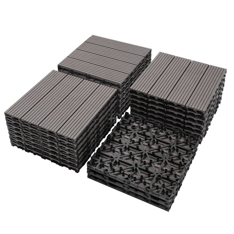 11.8" x 11.8" square wood-plastic composite deck tiles