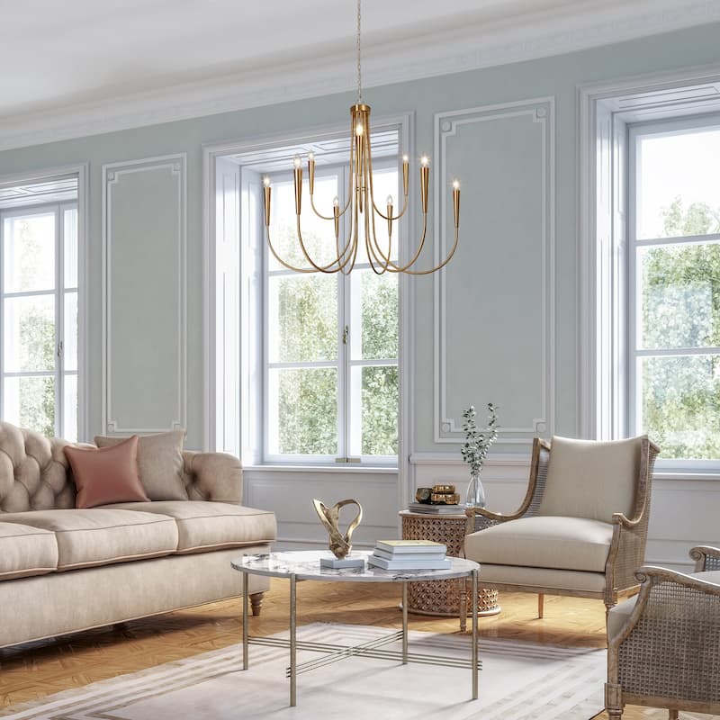 Modern Gold 9-Light Classic Candle Chandelier for Dining Living Room - Deep Gold - W41.2"*H40.1"