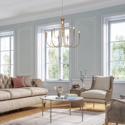 Modern Gold 9-Light Classic Candle Chandelier for Dining Living Room - Deep Gold - W41.2"*H40.1"