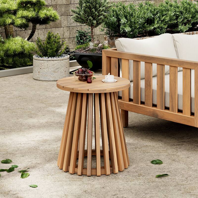 Outdoor Acacia Wood Patio Side Table