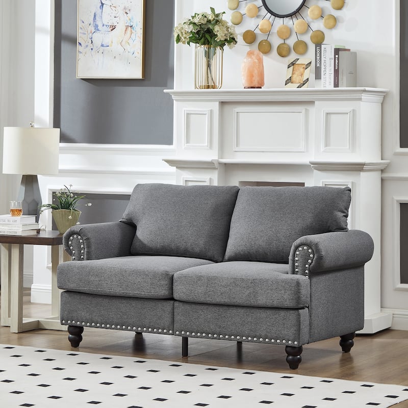 Roomfitters 59.5" Modern Classic Loveseat, Upholstered Fabric Couch with Tufted Design for Living Room