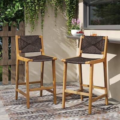 Christopher Knight Home- Branner Acacia Wood Outdoor Barstool Set