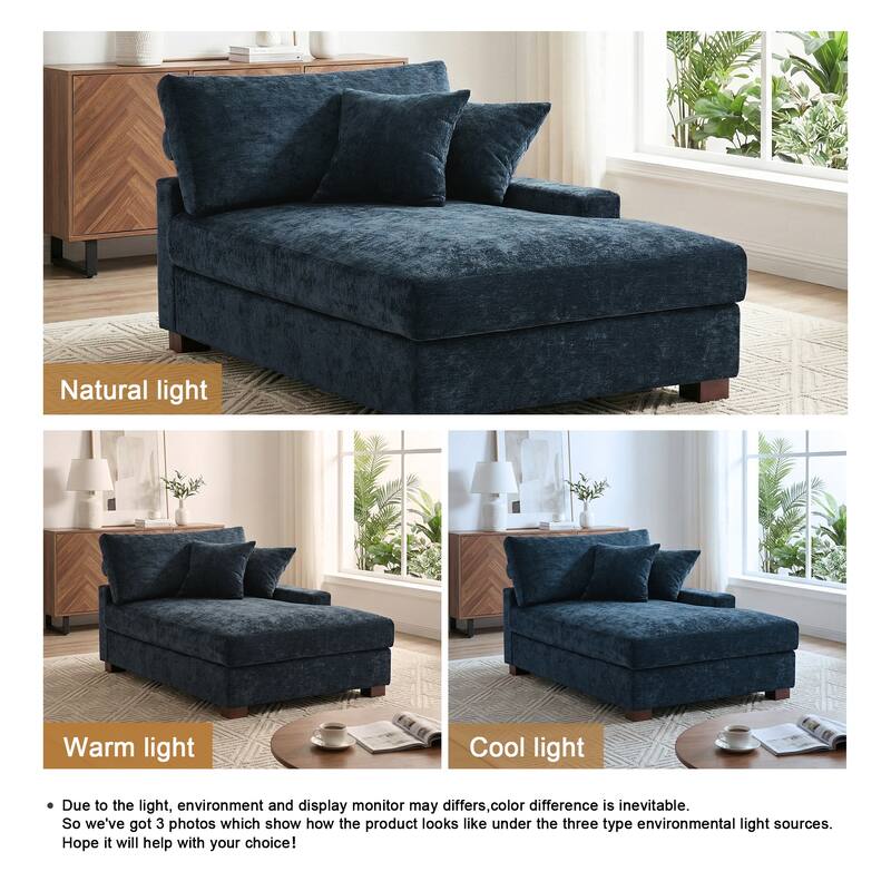 40.8"W Modern Chenille Upholstered Chaise Lounge with Pillow