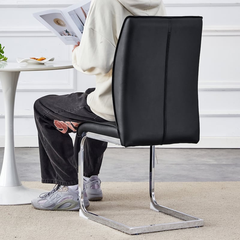 Industrial Style Arch Bar chair, Set of 6 PU Material High Resilience Dining Chair with Arched Metal Leg for Dining Room, Bar