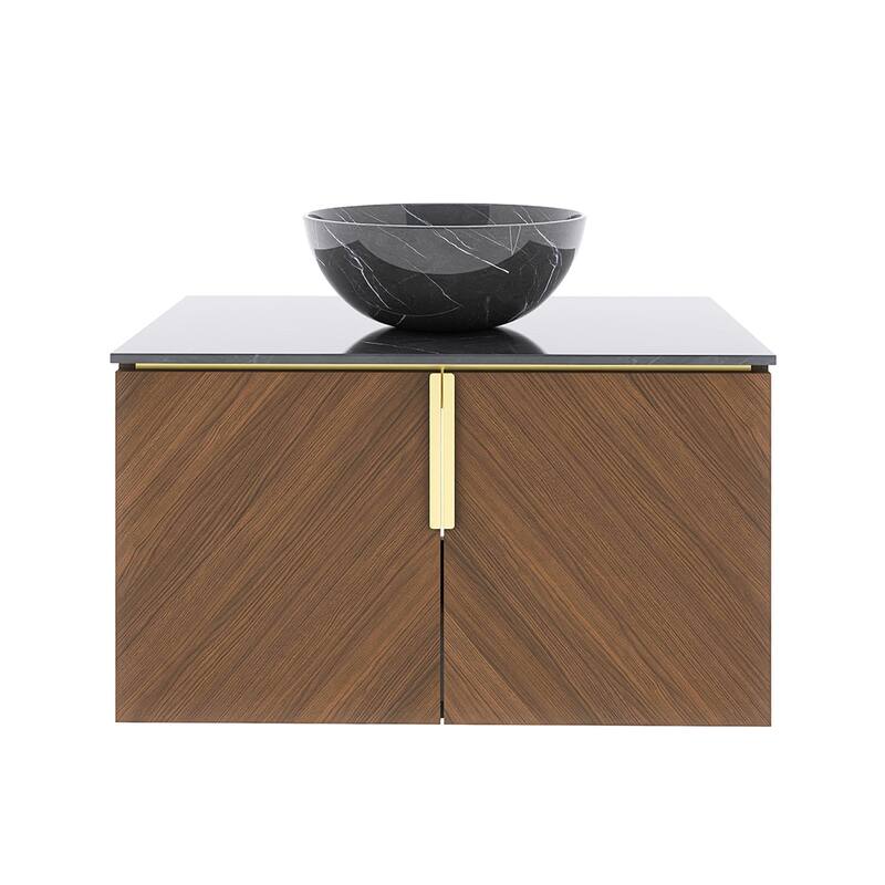 Wall-Mounted Bathroom Vanity with Round Ceramic Sink