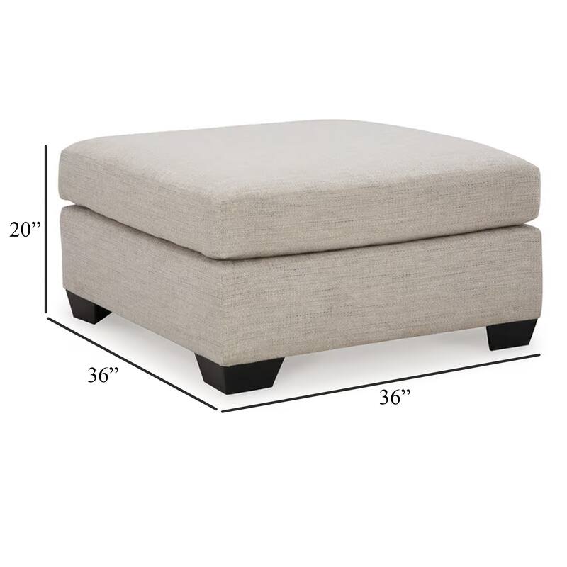 Joey Accent Ottoman, Soft Cushioned Beige Polyester, 36 Inch Square