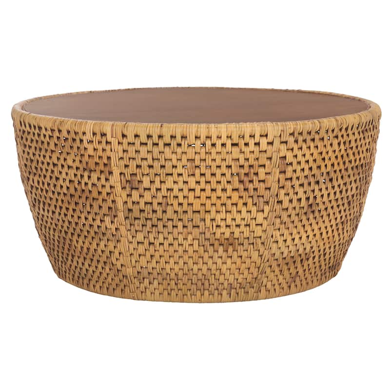 SAFAVIEH Couture Braylen Rattan Round Coffee Table - 40"W x 40"D x 18"H